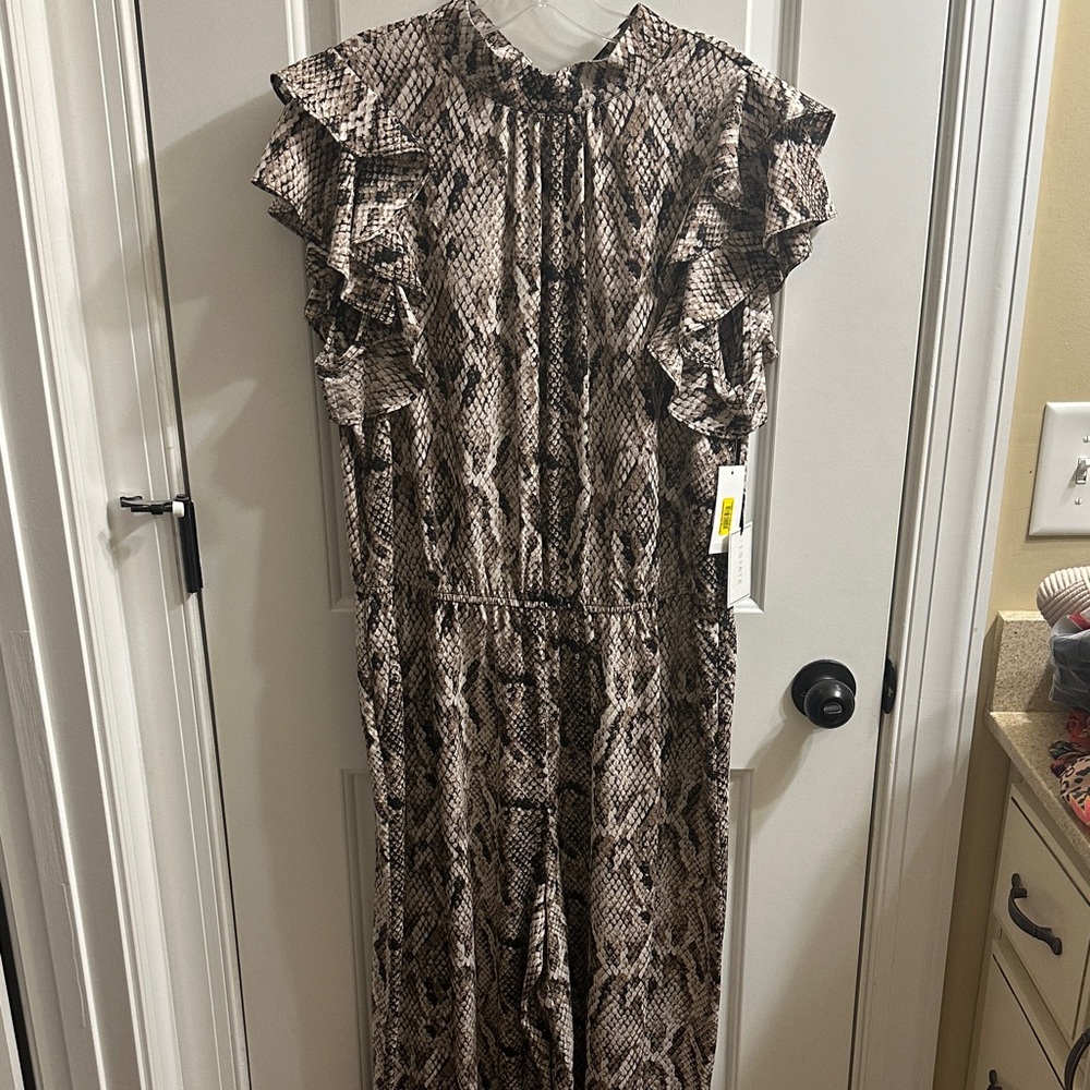 BNWT 1State Snake-Print Ruffle Sleeve Jumpsuit